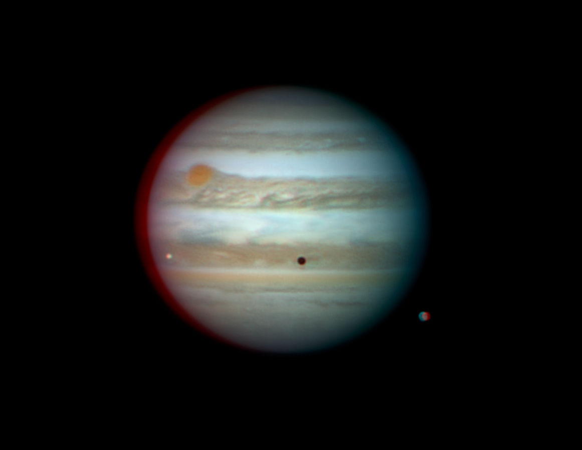 Jupiter & Ganymede in 3D colour