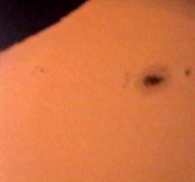 Sunspot during partial solar eclipse